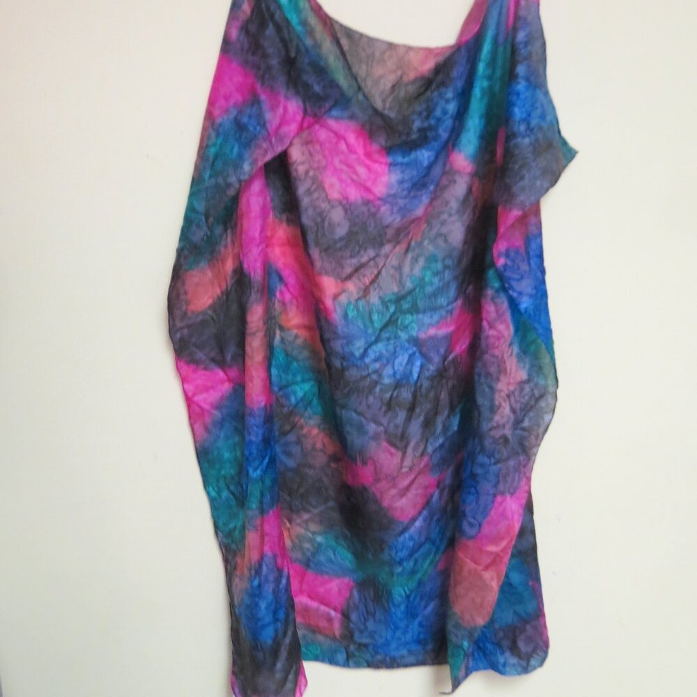 Collection Eighteen 100% silk scarf, bright water colors Boho  35 x 35